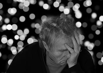 muž, Černá, horní, alzheimerovou chorobou, portrét, tvář, zoufalství, demence, hodiny, hodinky, mini mentální test