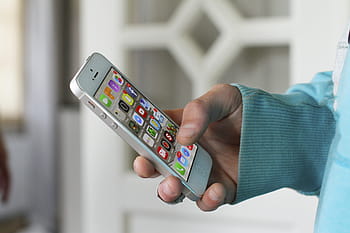 osoba, hospodářství, bílý, iPhone 5, iphone, 4s, technologie, mobilní, pohybliví, aplikace, přístroj, obrazovka