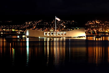 pearl harbor, memorial, uss arizona, oahu, hawaii, usa, battleship, navy, honolulu, history, night