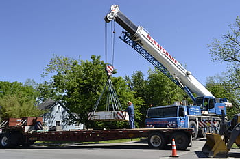 crane, machine, tractor, transportation system, vehicle, equipment, road, industry, action, heavy, street