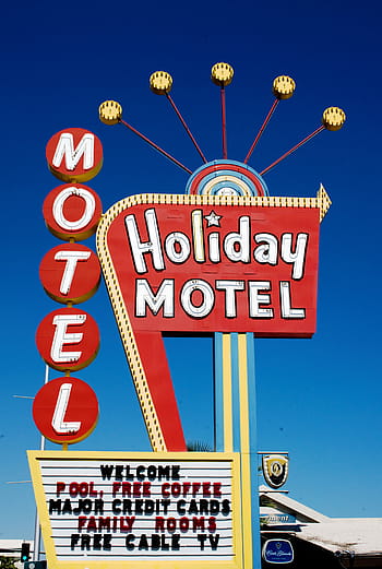 holiday motel neon sign, calm, sky, holiday motel, las vegas, carol m highsmith, nevada, hotel, motel, shield, advertisement
