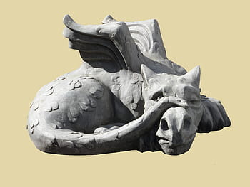gray, concrete, dragon statue, sculpture, dragon, lindwurm, stone, horticulture, outside art, artwork, plastic