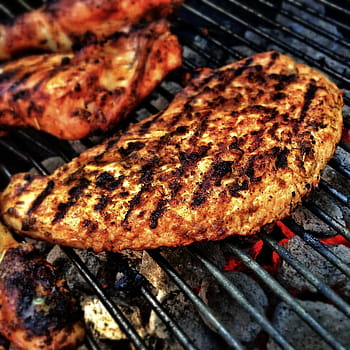grilované kuře, grilování, maso, gril, oheň, plamen, bbq, dřevěné uhlí, jídlo, steak, oslava