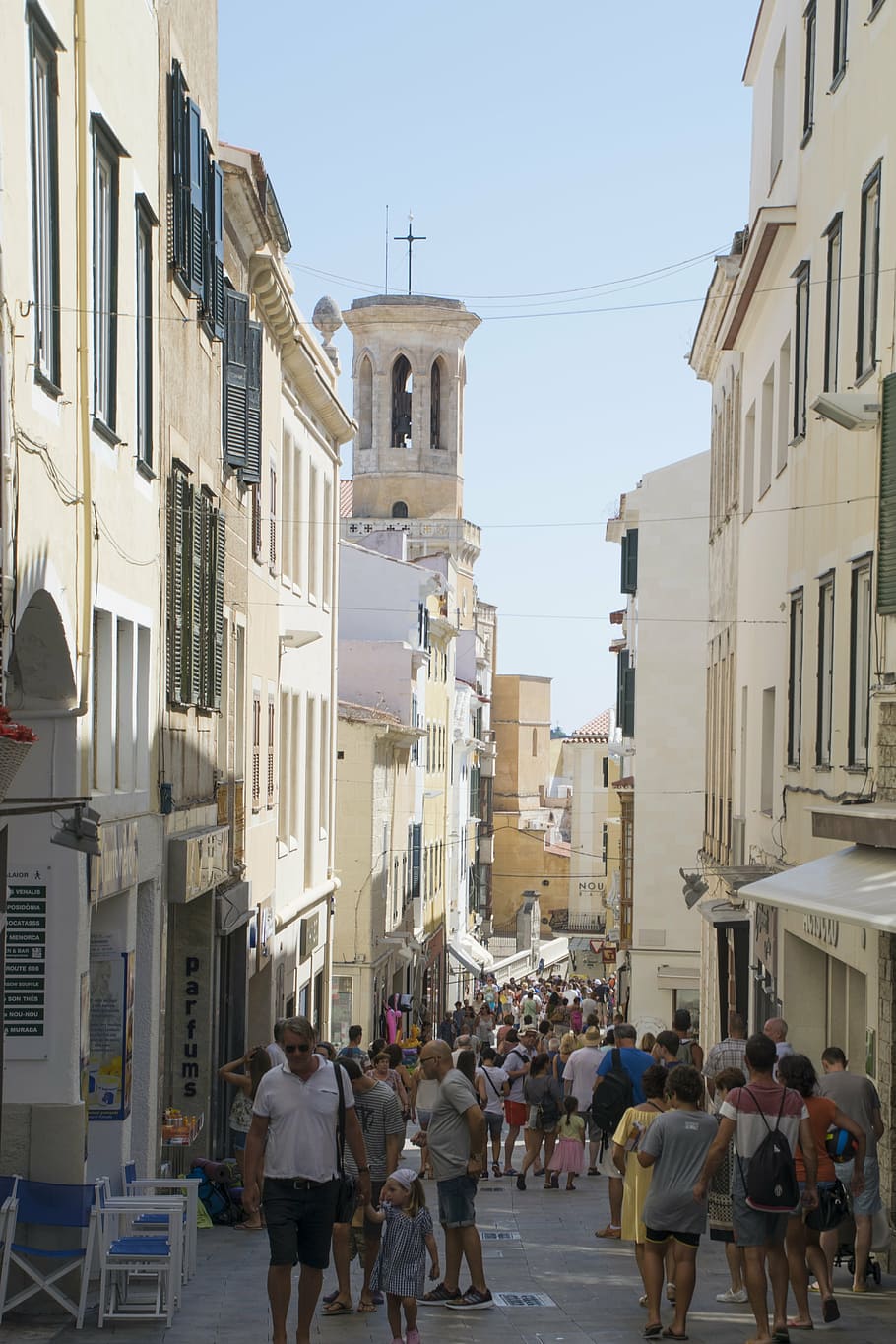 Dovolená, centrum města, minorca, ulice, město, architektura, cestovní ruch