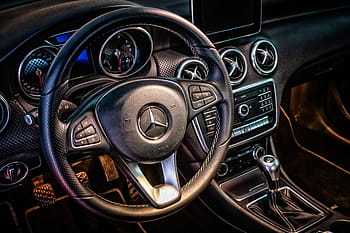 closeup, φωτογραφία, μαύρος, αερόσακος τιμονιού Mercedes-Benz, mercedes, στίβος κοκκορομαχιών, εσωτερικό, ταμπλό, τιμόνι, pkw, αυτο