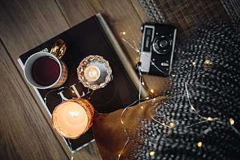telecamera, boccale, tè, libri, vecchio, Vintage ▾, fotografia, hygge, analogico, luci fatate, tavolo