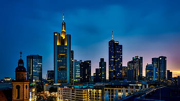 birds eye view, cityscape, frankfurt, germany, panorama, city, urban, skyline, downtown, modern, buildings