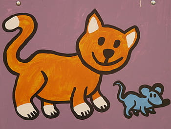 artwork, cat, mouse, cartoon character, drawing, funny, animal, figure