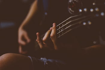 person playing guitar, sound, music, bass, guitar, people, fingers, hand, fret, electric, performance