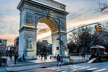 orang-orang, berjalan, lengkung, de, triomphe, paris, siang hari, arsitektur, perjalanan, tengara, lalu lintas