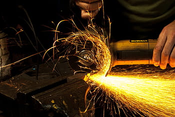 yellow, dewalt angle grinder, grinder, grinding, corner, gumówka, metal, cutting, factory, stainless steel, the industry