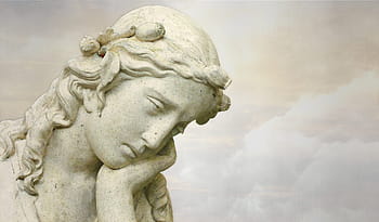 female concrete statue, sculpture, statue, art, marble, monument, angel, background, stone, head, fromm