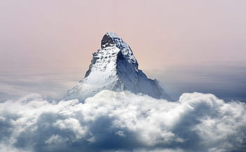 snow-covered, mountain, clouds, sky, nature, panorama, snow, winter, alpine, landscape, holiday