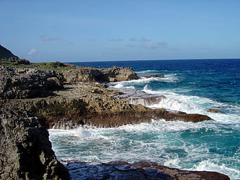 guam coastline, marina islands, Guam, Coastline, Marina, Islands, ocean, public domain, rocky, sea, shoreline