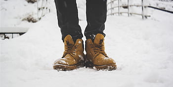 brown, shoe, footwear, snow, winter, travel