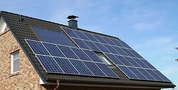 modrý, sluneční, panel, horní, střecha, pole solárních panelů, Domov, Dům, obytný, rezidence, Napájení