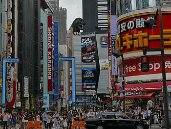tokyo japan, Japan, Tokyo, Godzilla, Shibuya, toho cinema, billboards, busy, city, centre, big