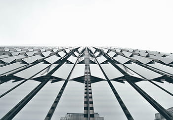 nízký, úhlové fotografování, výškové, budova, architektura, infrastruktura, nebe, mrakodrap, věž, sklenka, odraz