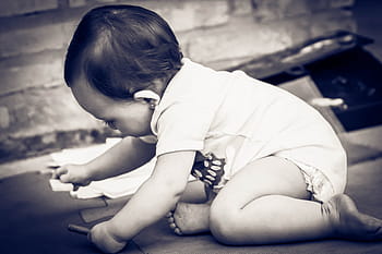 Babies, Children, Purity, Play, one Person, people, black And White, child, depression - Sadness, loneliness, sadness