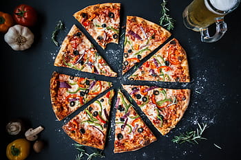 baked, pizza, pepper, background, cheese, circle, classic, close-up, cooked, crust, cuisine
