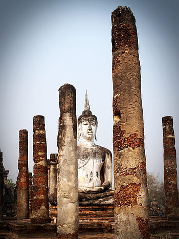starověké, architektura, Asie, starověké, architektura, umění, ayutthaya, Bangkoku, Krásná, krása, cihlový, Buddha