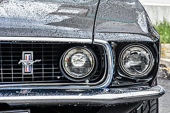close-up foto, klassiek, zwart, Ford mustang coupe, dag, mustang, auto, retro, auto-, wit, vervoer