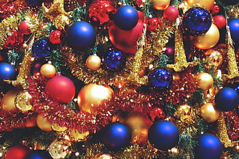 shot, Closeup, Christmas Decorations, various, christmas, xmas, decoration, illuminated, backgrounds, multi Colored, red
