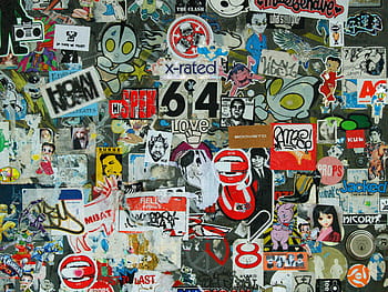 New York, Door, Stickers, Graffiti, full frame, multi colored, backgrounds, text, large group of objects, gambling