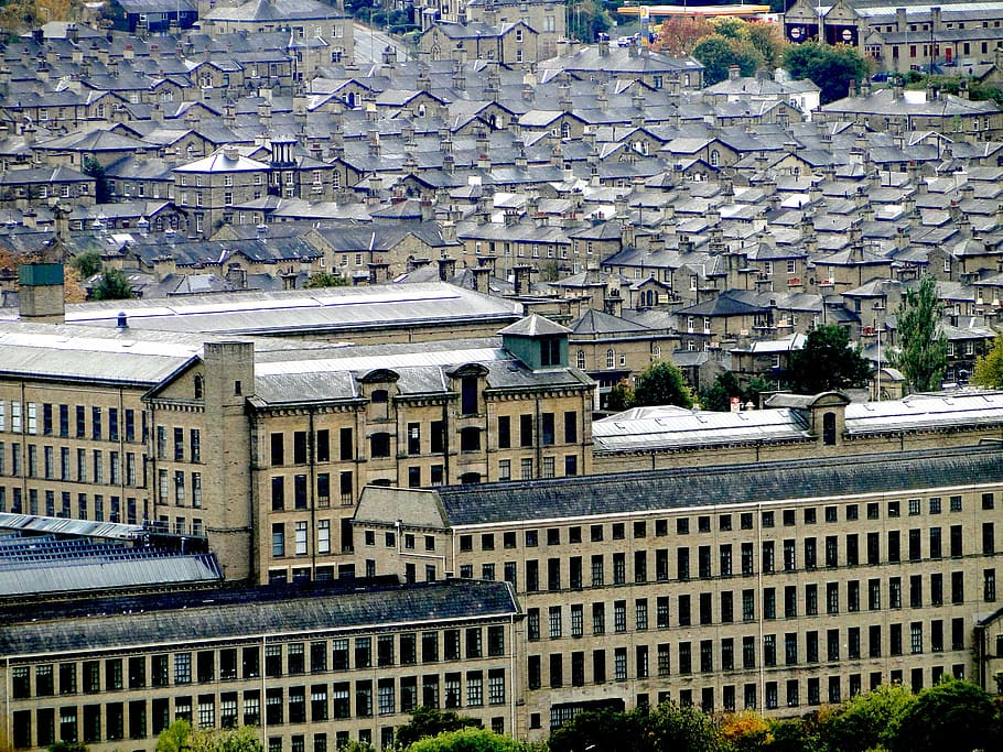 dělnická vesnice, pracovníků, vyrovnání, industrializace, historicky, architektura, okres, město, Anglie, historické staré město, písek