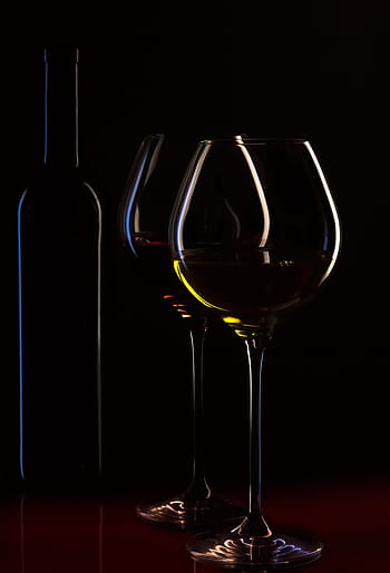 sklenice na víno, temný, vinné skleničky, láhev, sklenka, víno, alkohol, napít se, lahev vína, nápojová sklenice, červené víno