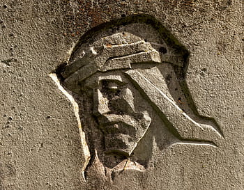 Ježíšova tvář, vyřezávané, hnědý, beton, zeď, Ježíš, sochařství, náhrobek, starý hrob kámen, hřbitov, starý