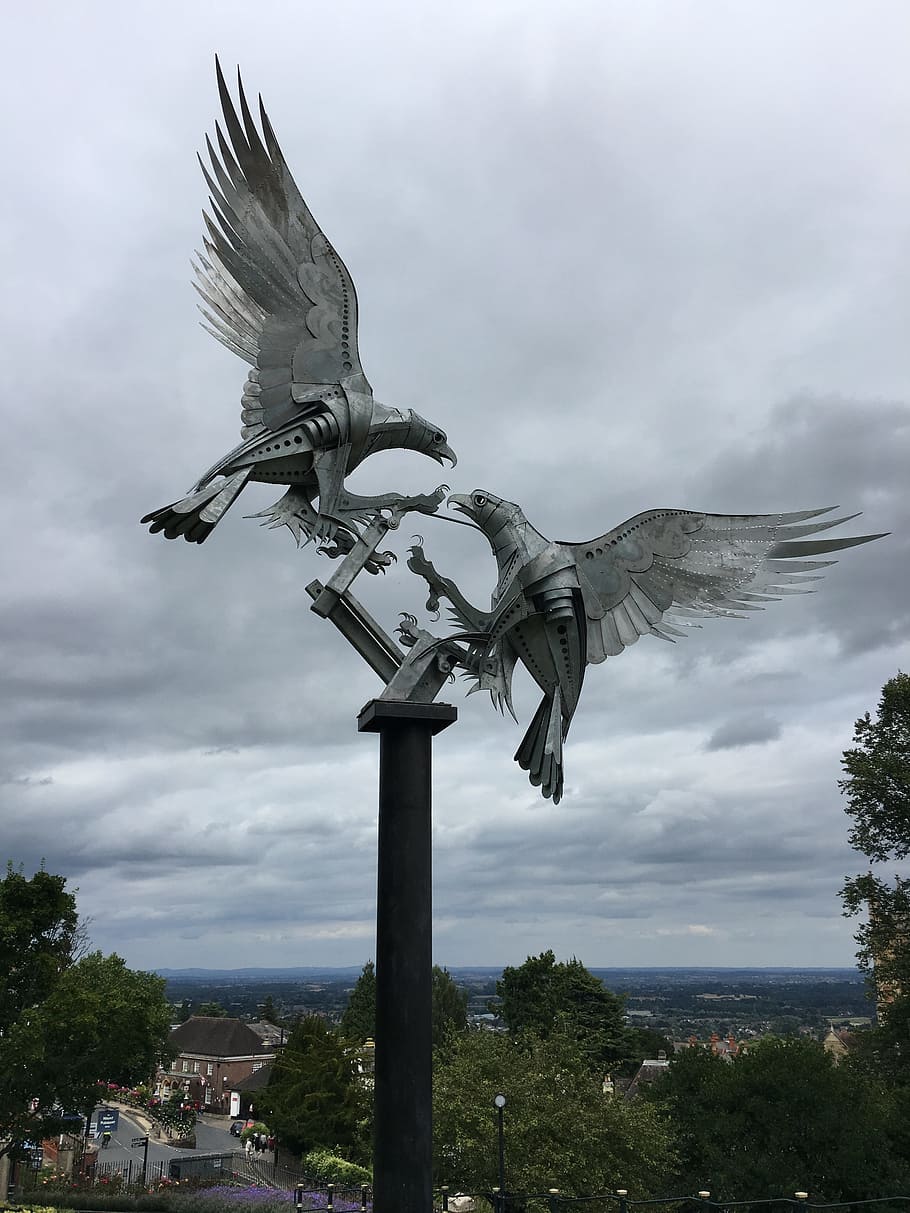 sculpture, birds, malvern, statue, nature, animal, culture, landmark, eagle