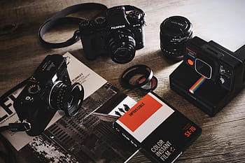 tre, sort, kameraer, linse, bord, kamera, fotografering, Bestil, magasin, teknologi, studio skud