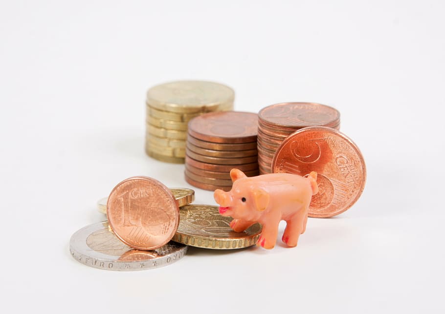 i soldi, monete, salvare, maiale, ceramica, economico, risparmiare, finanza, ricchezza, Euro, moneta