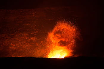 sopka, láva, tekoucí, erupce, krajina, aktivní, horký, geologický, kráter, noc, ohnivý