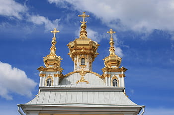 сграда, дворец, архитектура, исторически, покрив, куполи, злато, небе, син, православен, Руски