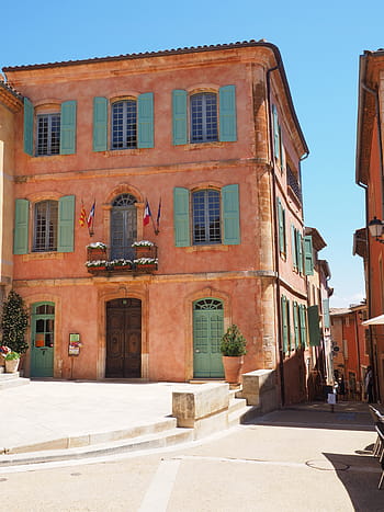roussillon, közösség, falu, falu magja, Városháza, hotel de ville, piactér, otthonok, földközi-tenger, látnivalók, francia közösség