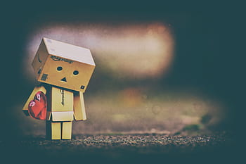 sad, longing, love, danbo, danboard, figure, cute, heart, heart pain, miss