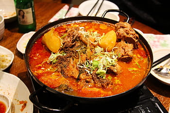 mísa ramen, Lahodné, korejština, jídlo, večeře, horký, pikantní, chilli, kari, brambor, kuře