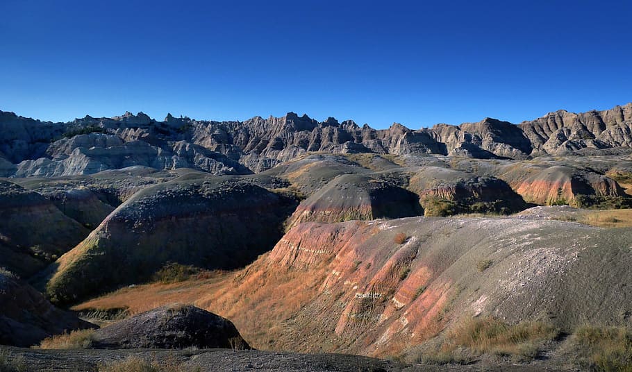 národní park badlands, Jižní Dakota, letecký, fotografování, kopec, během dne