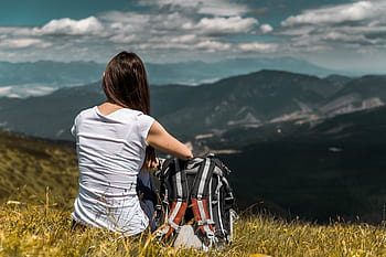 turista, cestovatel, Pozadí, údolí, krajina, Pohled, dobrodružství, batoh, batohem, mrak, mraky