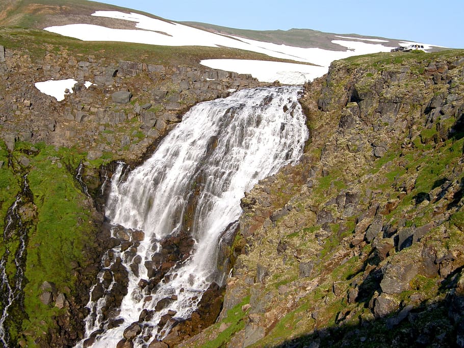waterfall, spillway, autumn, mountain stream, mountains, landscape, journey, stones, nature, mountain landscape, highlands