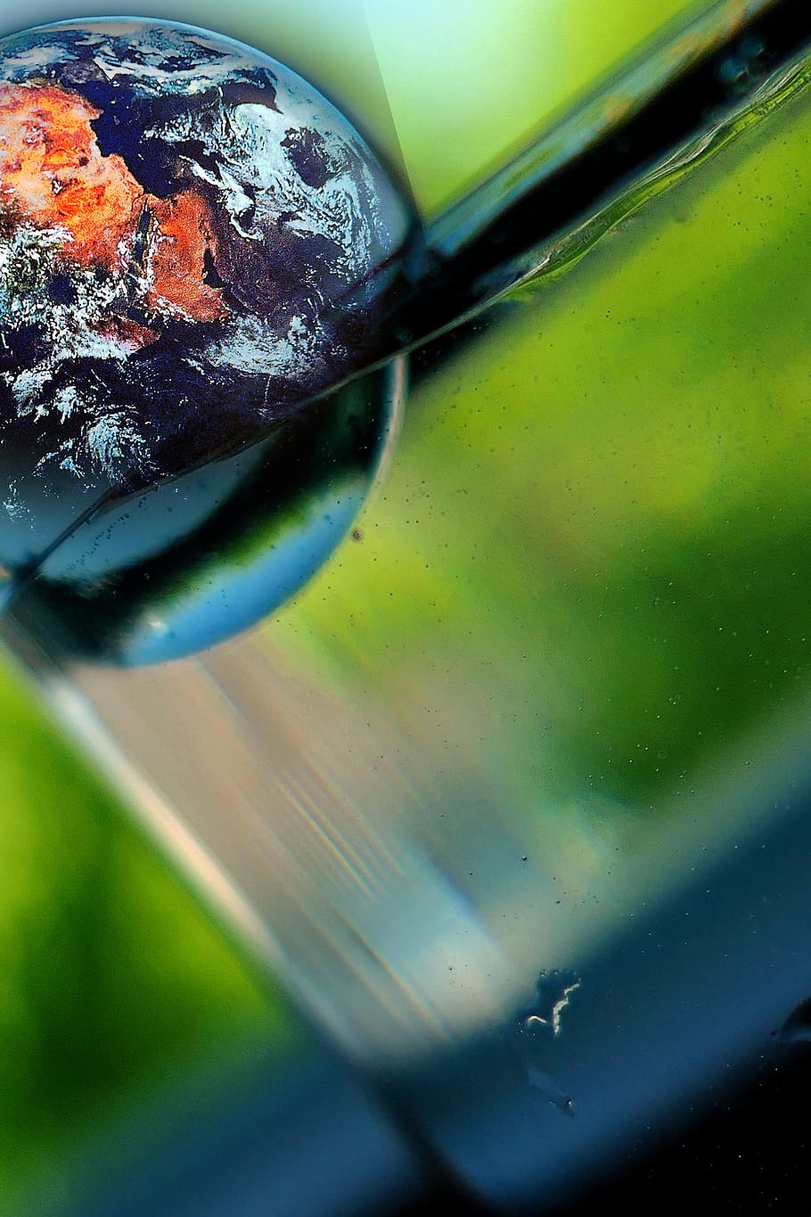 glass ball, earth, water, glass, reflection, sky, live, drink, liquid, clear, green