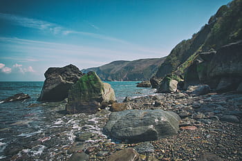 ชายหาด, Lynmouth, เดวอน, อังกฤษ, ธรรมชาติ, ชายฝั่ง, มหาสมุทร, โขดหิน, ทะเล, ร็อค - วัตถุ, ฝั่งทะเล