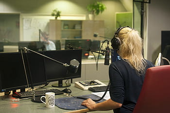 radio, studio, audio, sound, record, voice, women, radio station, technology, button, music
