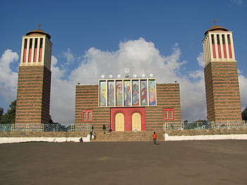 Eritrea, bygning, tårne, kirke, tro, religion, mennesker, arkitektur, himmel, skyer, uden for