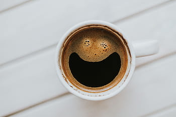 tazza del mattino, caffè, contento, mattina, tazza di caffè, tazza, vista dall'alto, sfondo bianco, bere, caffè espresso, caffè - bevanda