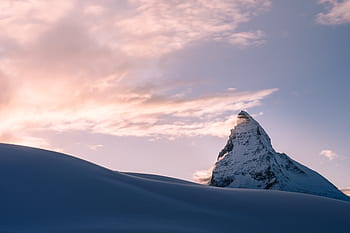 snow, winter, mountain, hill, rocks, cliffs, sky, clouds, landscape