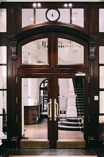 vintage, tua, kayu, pintu, pintu masuk, Indah, Barcelona, ​​Spanyol