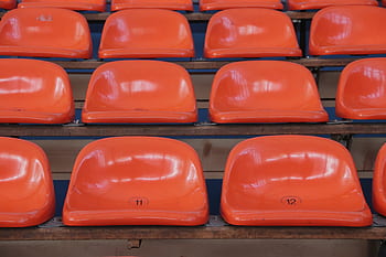sedět, sedačky kbelíku, tribunu, diváků, publikum, sport, fotbalový stadion, hodinky, série, sedadla, prázdný